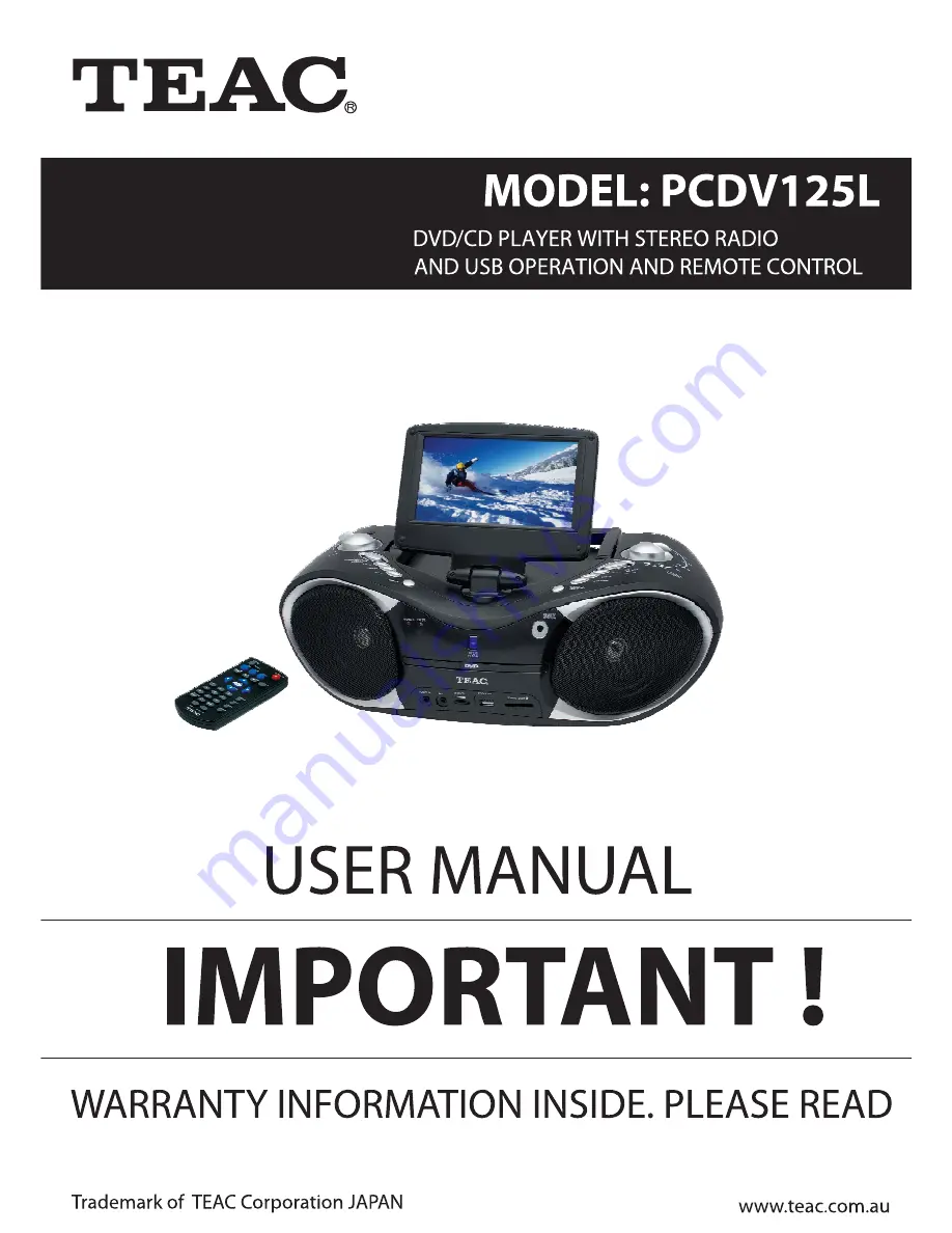 Teac PCDV125L User Manual Download Page 1