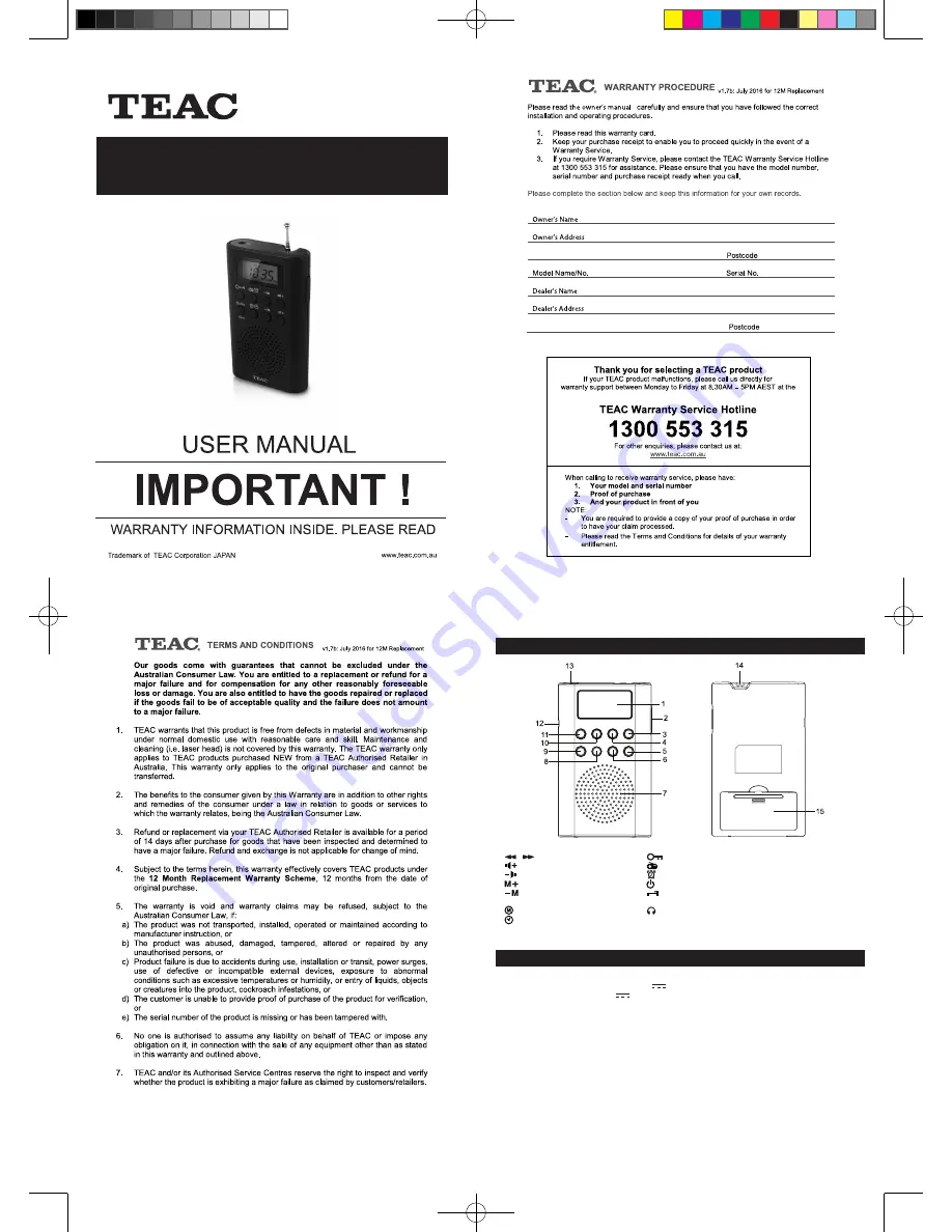 Teac PR130 User Manual Download Page 1