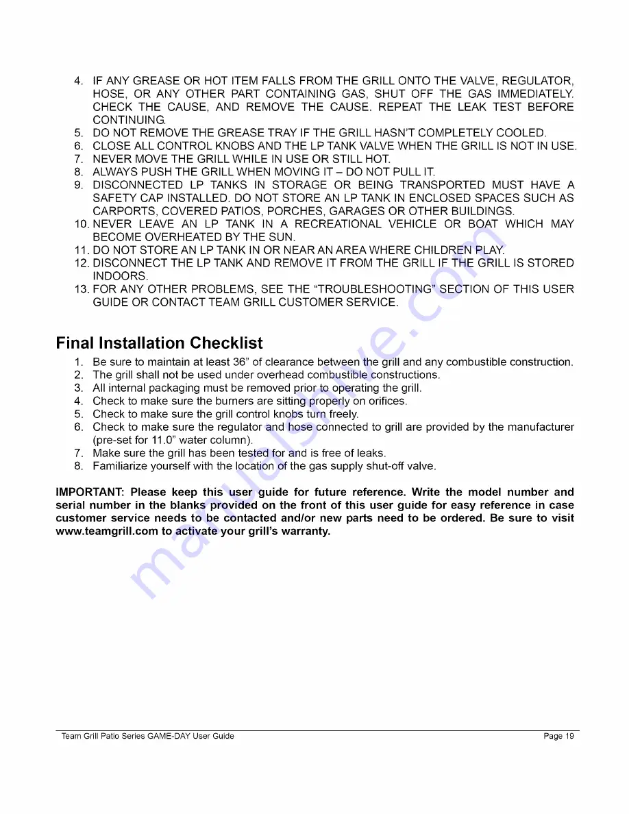 Team Grill 120901/pgd11091 User Manual Download Page 19