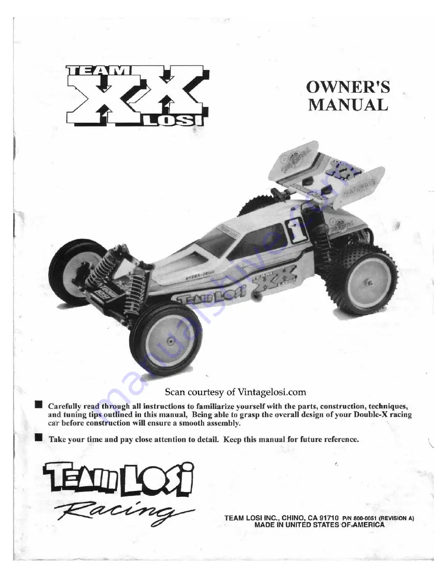 Team Losi XX Owner'S Manual Download Page 1