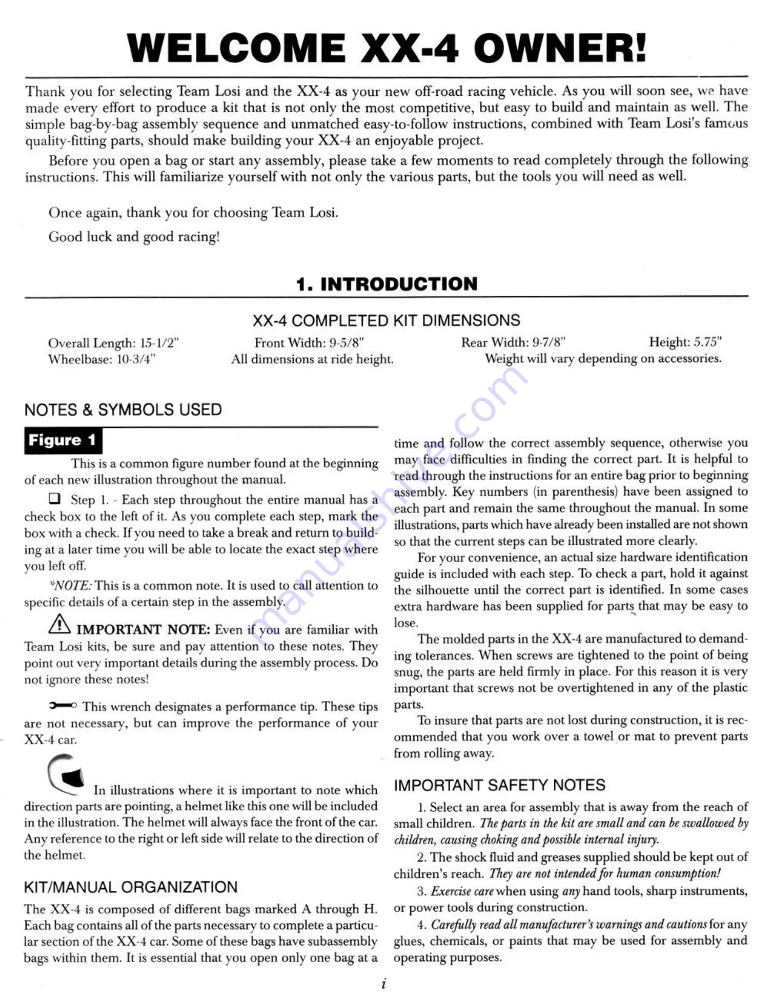 Team Losi XX4 Owner'S Manual Download Page 2