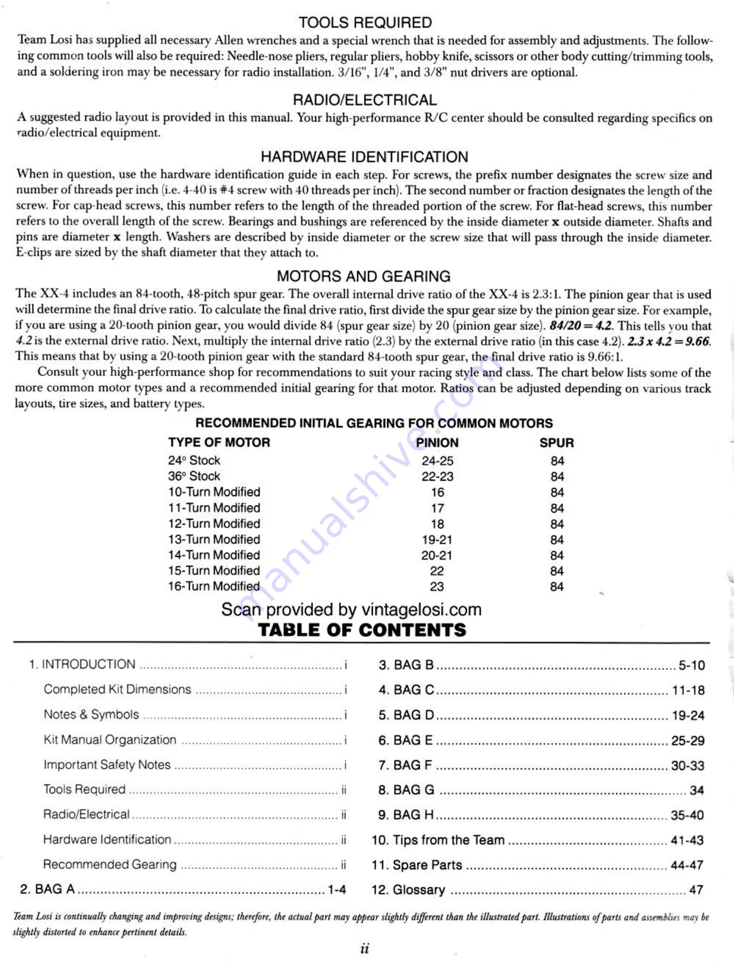 Team Losi XX4 Owner'S Manual Download Page 3