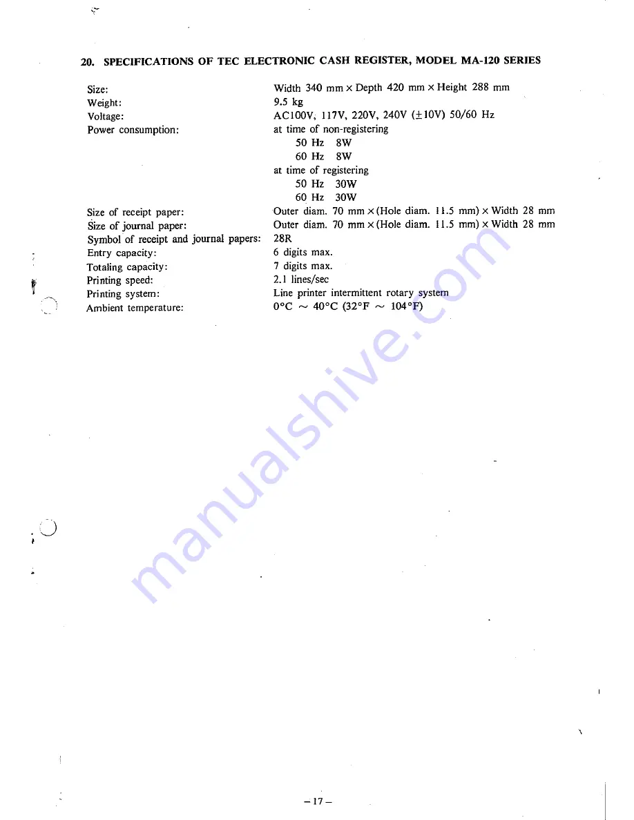 TEC MA-120 Series Operating Instructions Manual Download Page 19