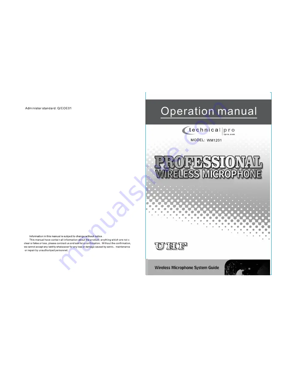 Technical Pro WM1201 Operation Manual Download Page 1