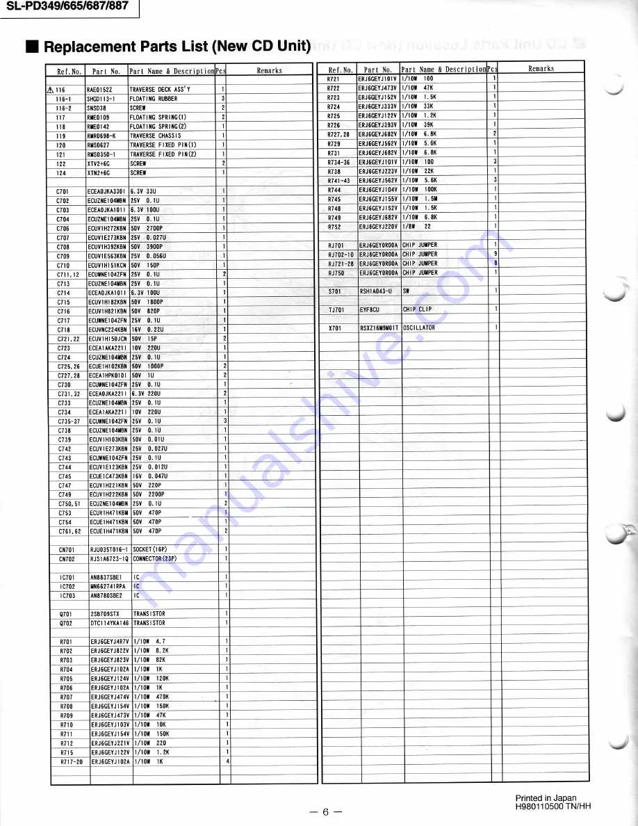 Technics BL-PD349 Service Manual Download Page 6