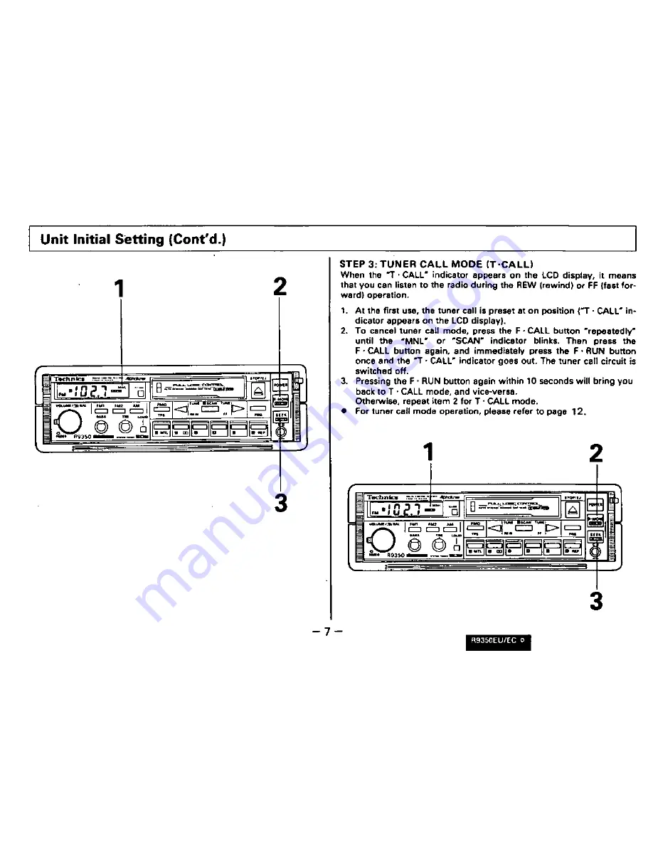 Technics CQR9350EC - AUTO PRODUCTS Operating Instructions Manual Download Page 7