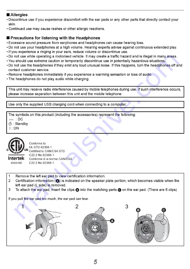 Technics EAH-A800 Owner'S Manual Download Page 5