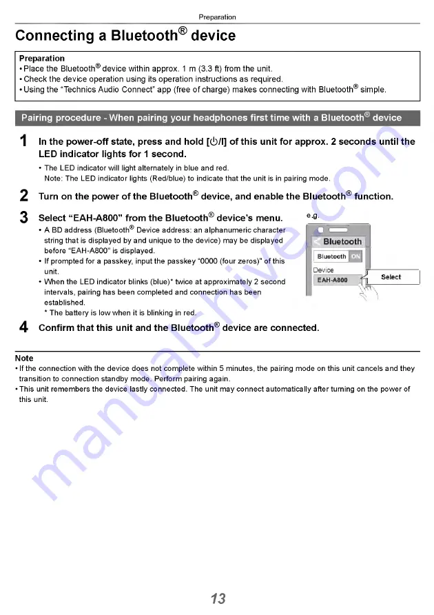 Technics EAH-A800 Owner'S Manual Download Page 13