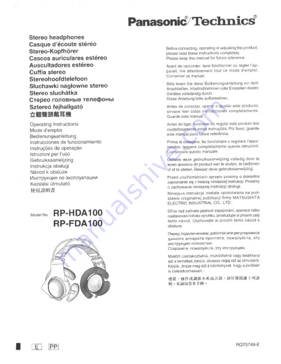 Technics RP-FDA100 Operating Instructions Download Page 1