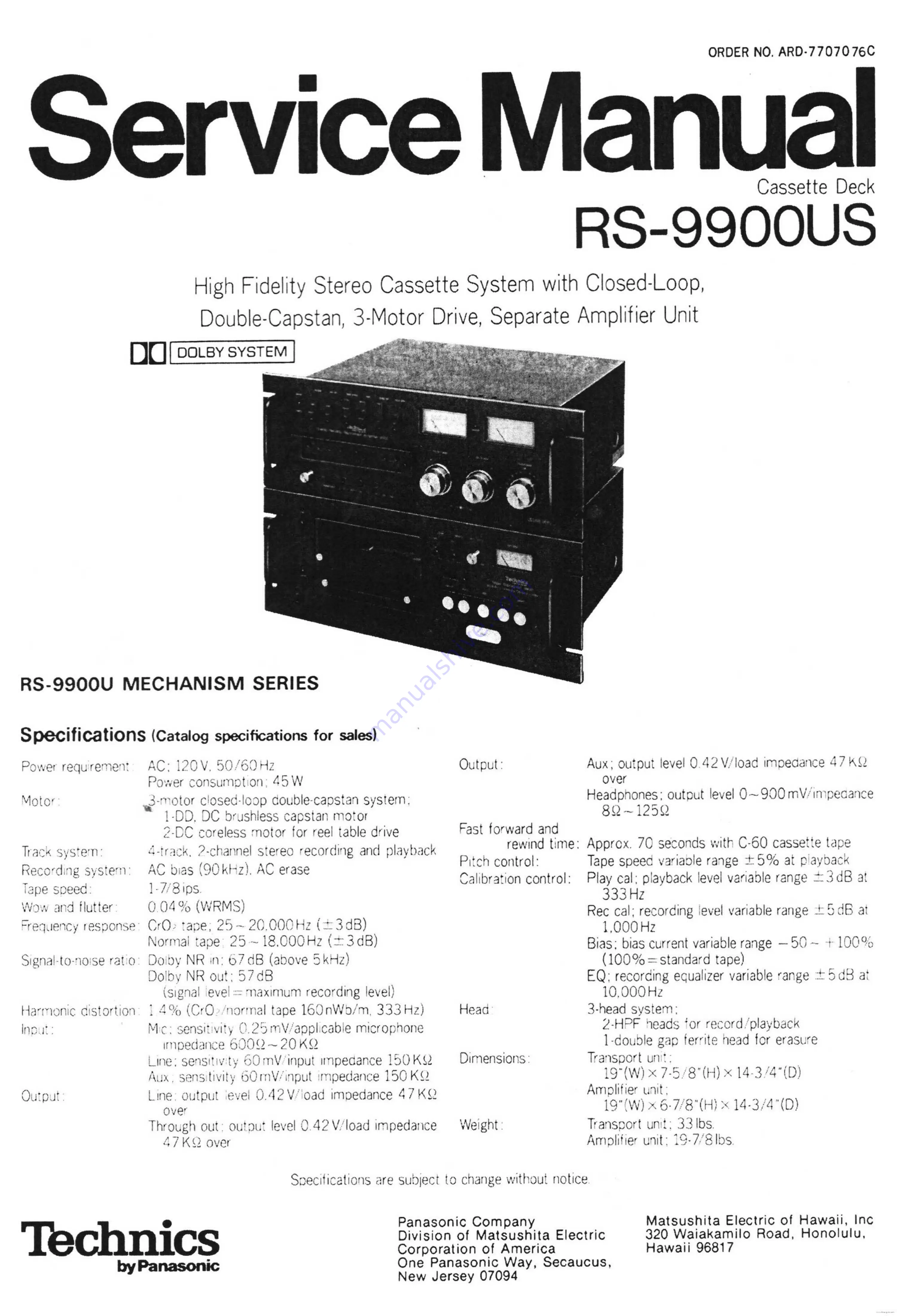 Technics RS-9900US Service Manual Download Page 1