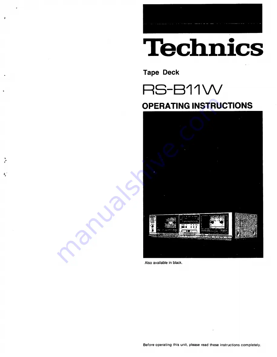 Technics RS-B11W Operating Instructions Manual Download Page 1