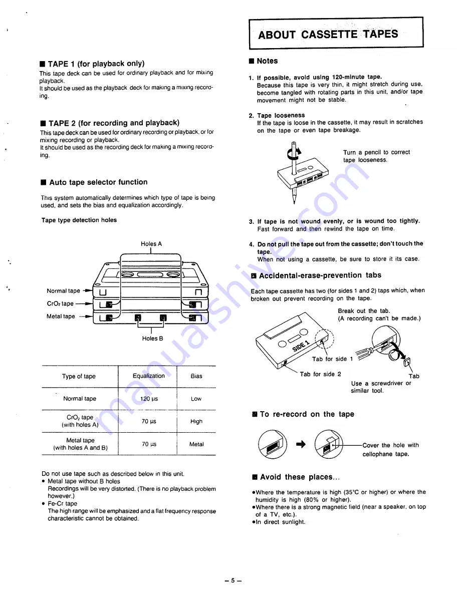 Technics RS-B11W Operating Instructions Manual Download Page 5