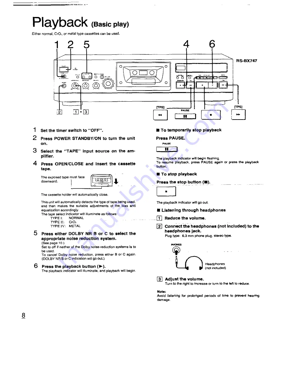 Technics RS-BX646 Скачать руководство пользователя страница 8