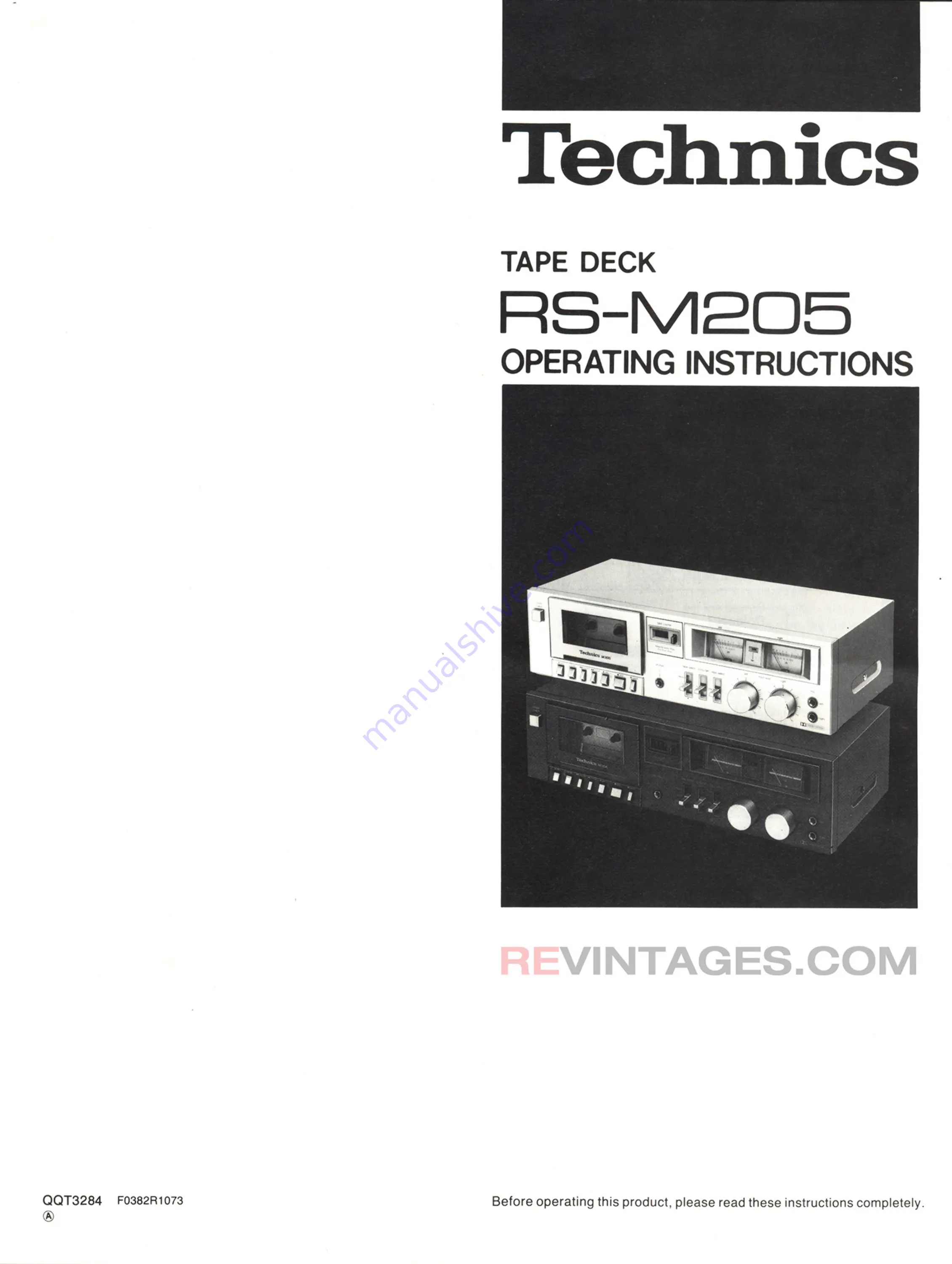 Technics RS-M205 - SERVICE Operating Instructions Manual Download Page 1