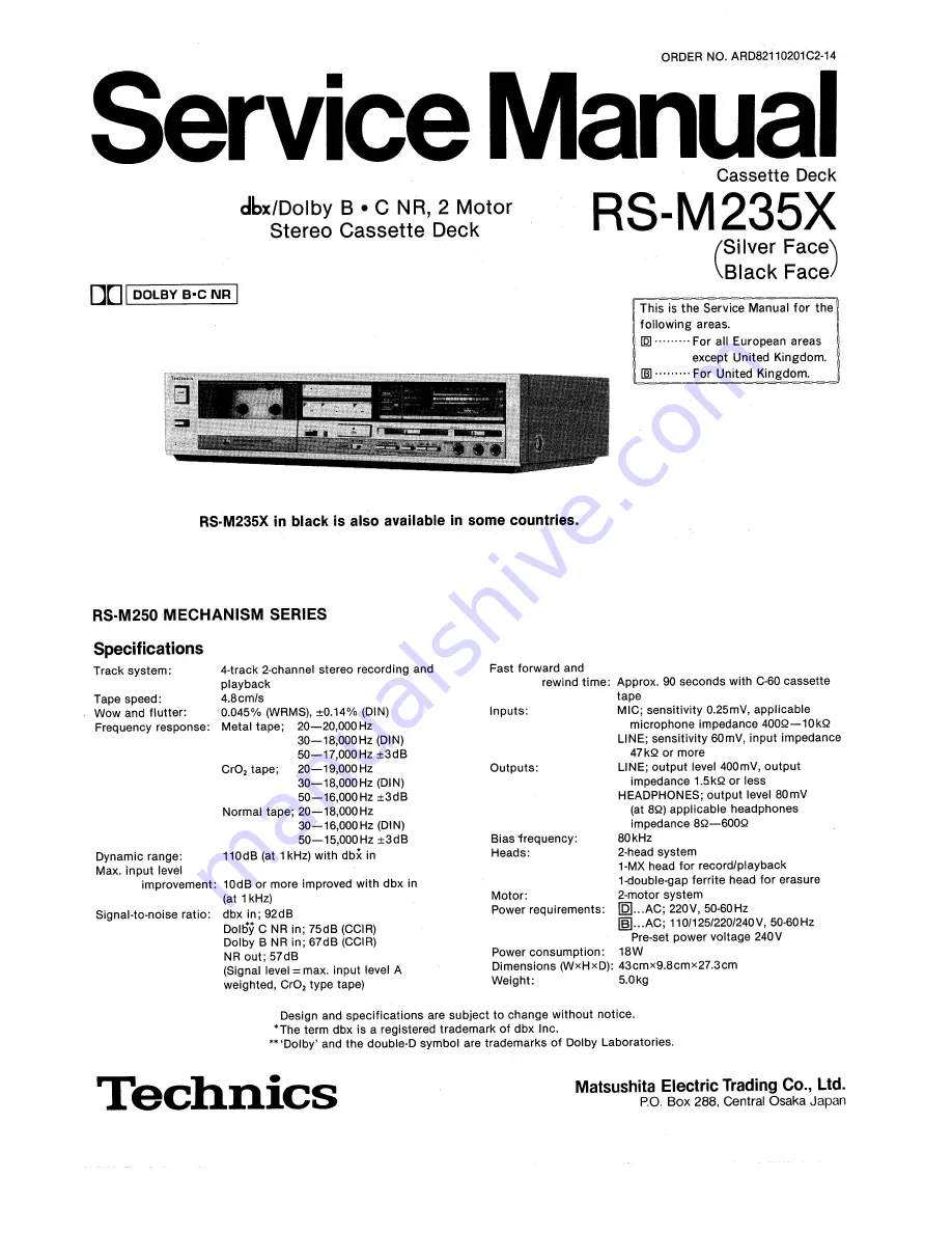 Technics RS-M235X Service Manual Download Page 1