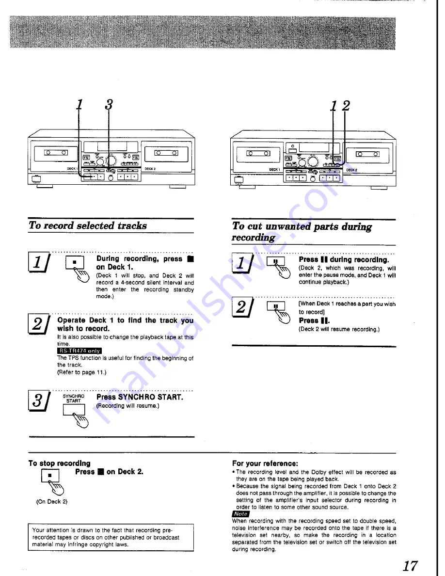 Technics RS-TR373 Operating Instructions Manual Download Page 17