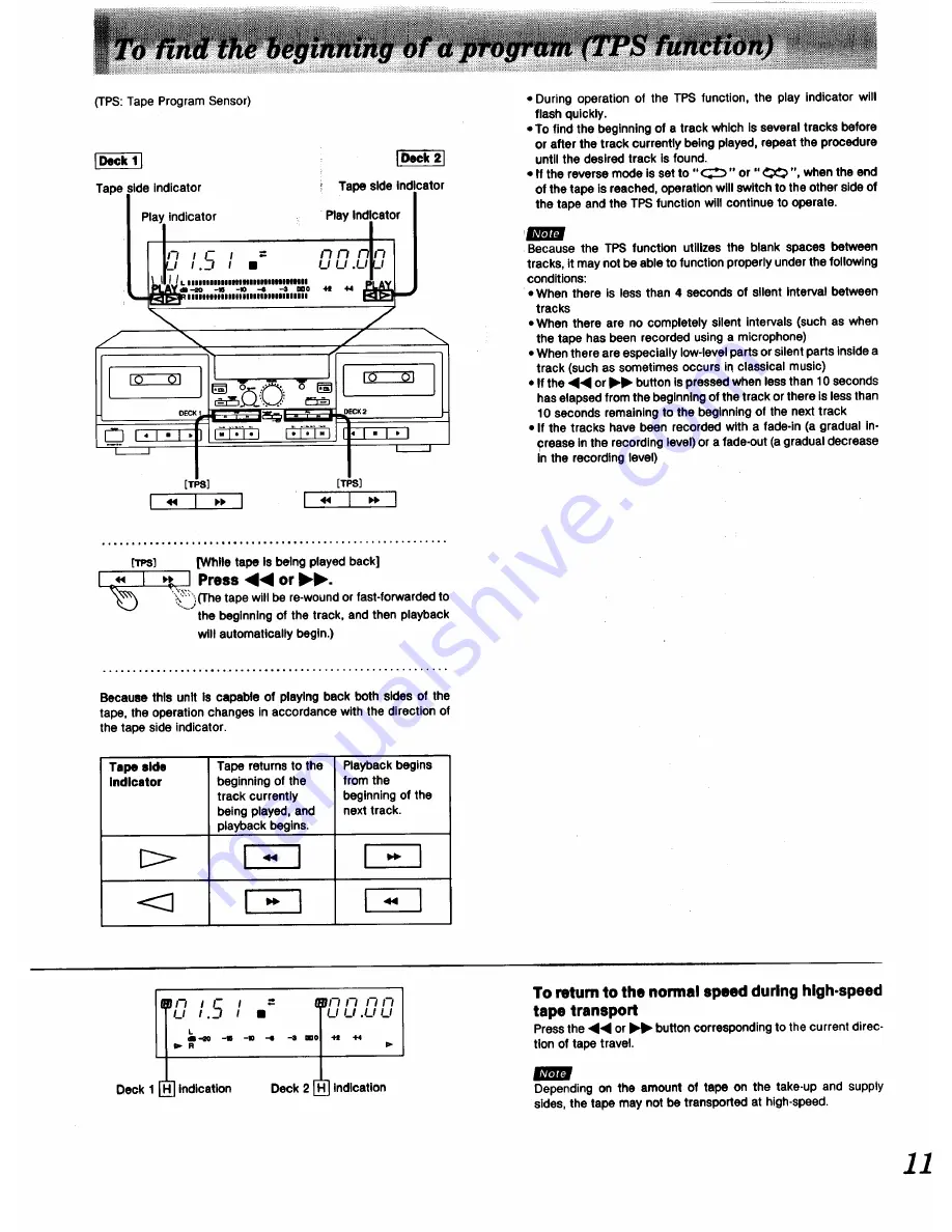 Technics RS-TR575 Operating Instructions Manual Download Page 11