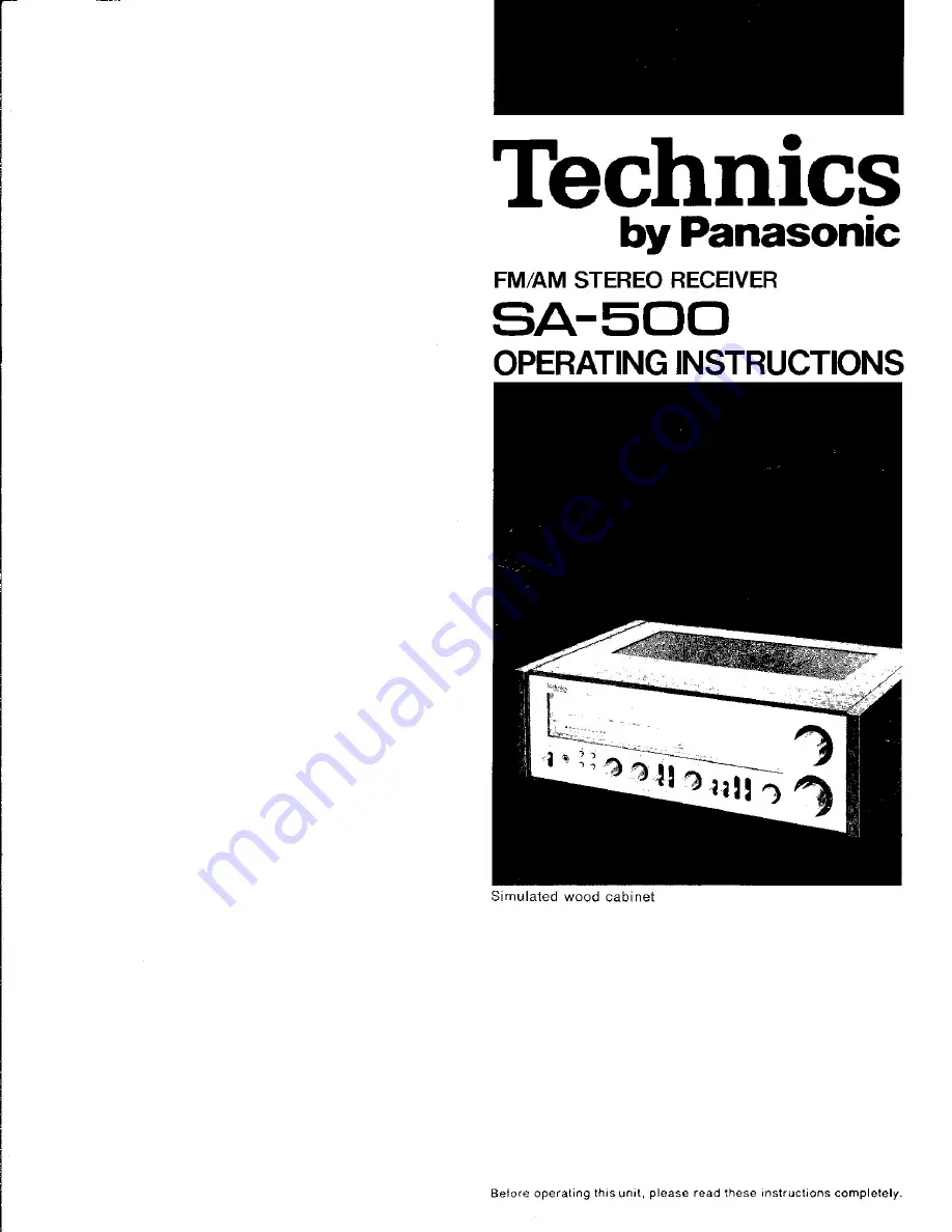 Technics SA-500 (DG) Скачать руководство пользователя страница 1