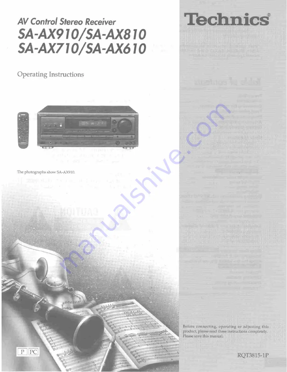 Technics SA-AX610 Operating Instructions Manual Download Page 1