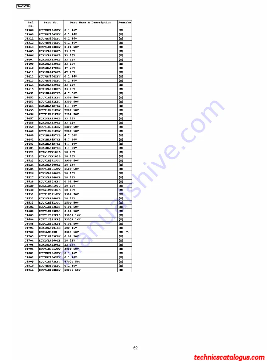 Technics SA-DX750 Service Manual Download Page 52