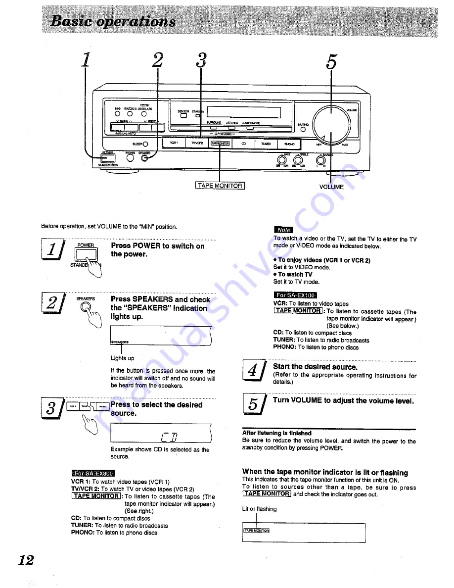 Technics SA-EX300 Operating Instructions Manual Download Page 12