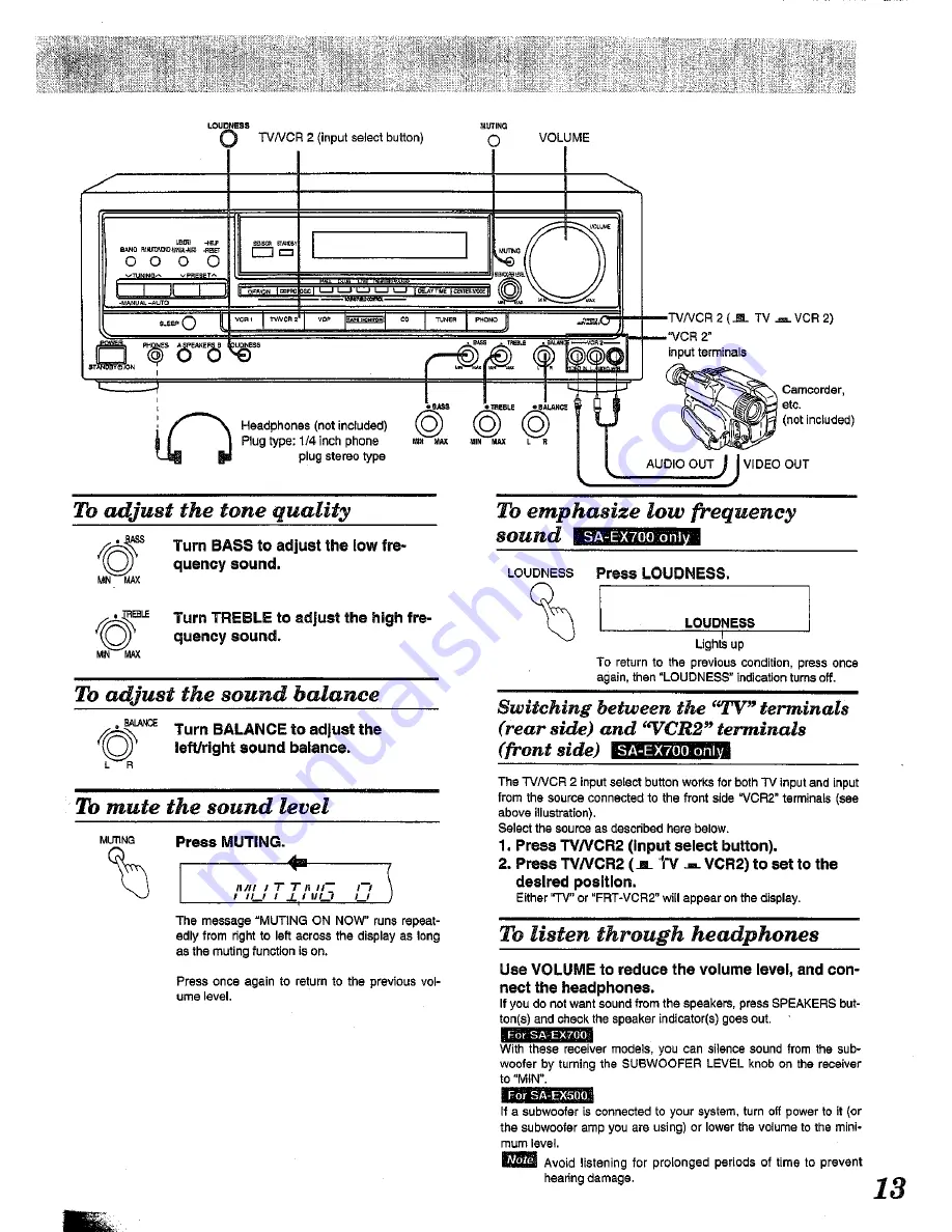 Technics SA-EX500 Operating Instructions Manual Download Page 13