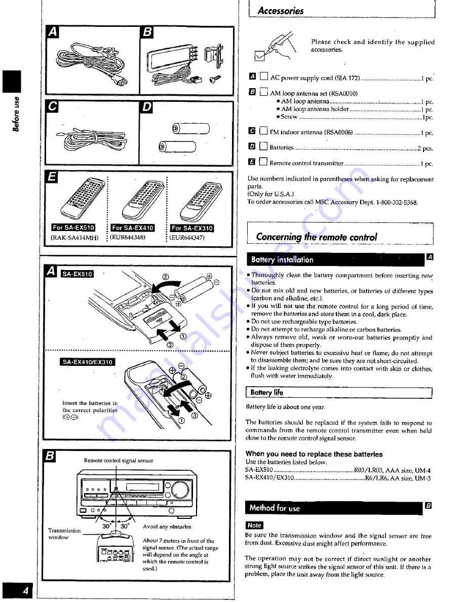 Technics SA-EX510; SA-EX410; SA-EX310 Operating Instructions Manual Download Page 4