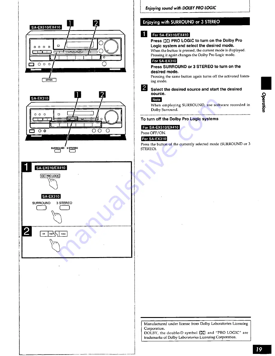 Technics SA-EX510; SA-EX410; SA-EX310 Operating Instructions Manual Download Page 19