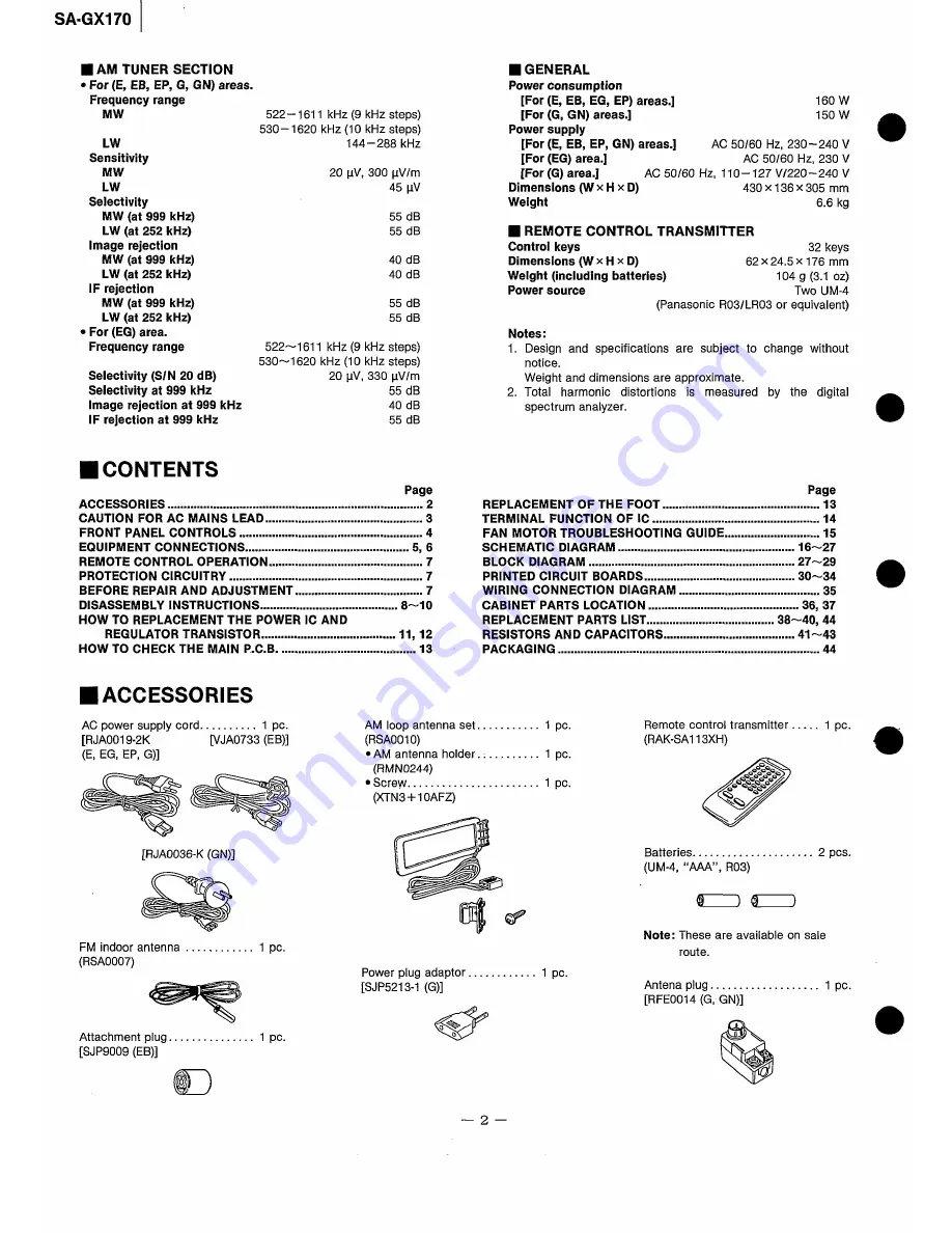 Technics SA-GX17 Service Manual Download Page 2