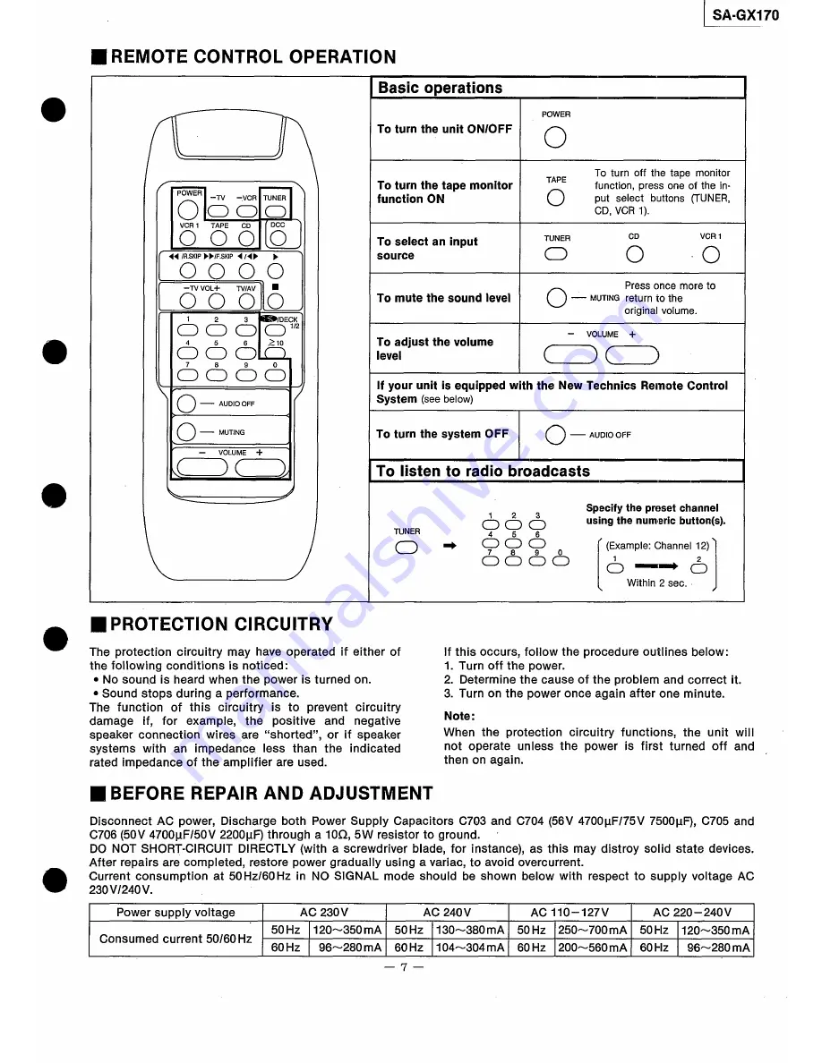 Technics SA-GX17 Service Manual Download Page 7