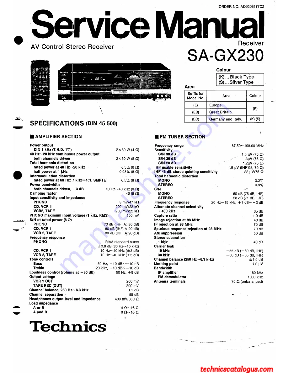 Technics SA-GX230 Service Manual Download Page 1