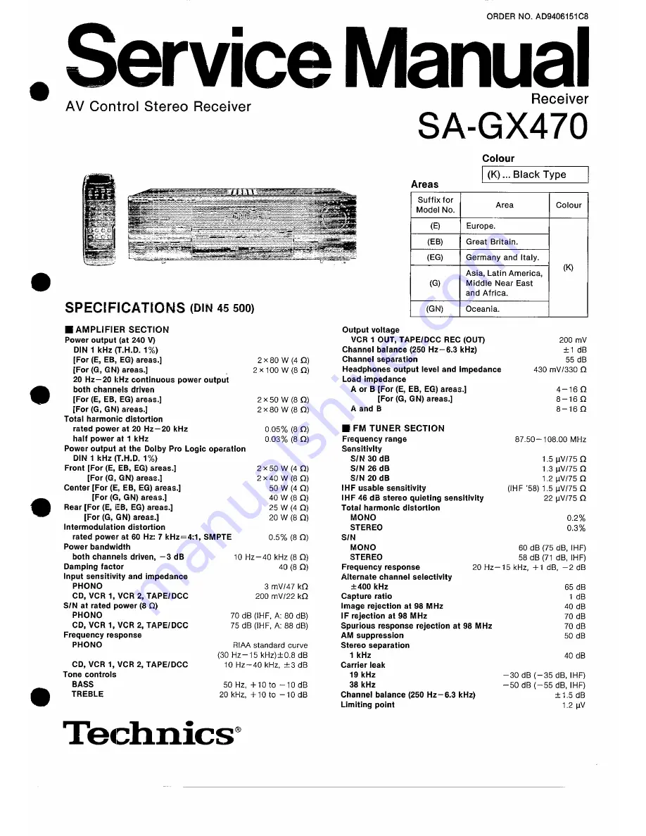 Technics SA-GX470 Скачать руководство пользователя страница 1