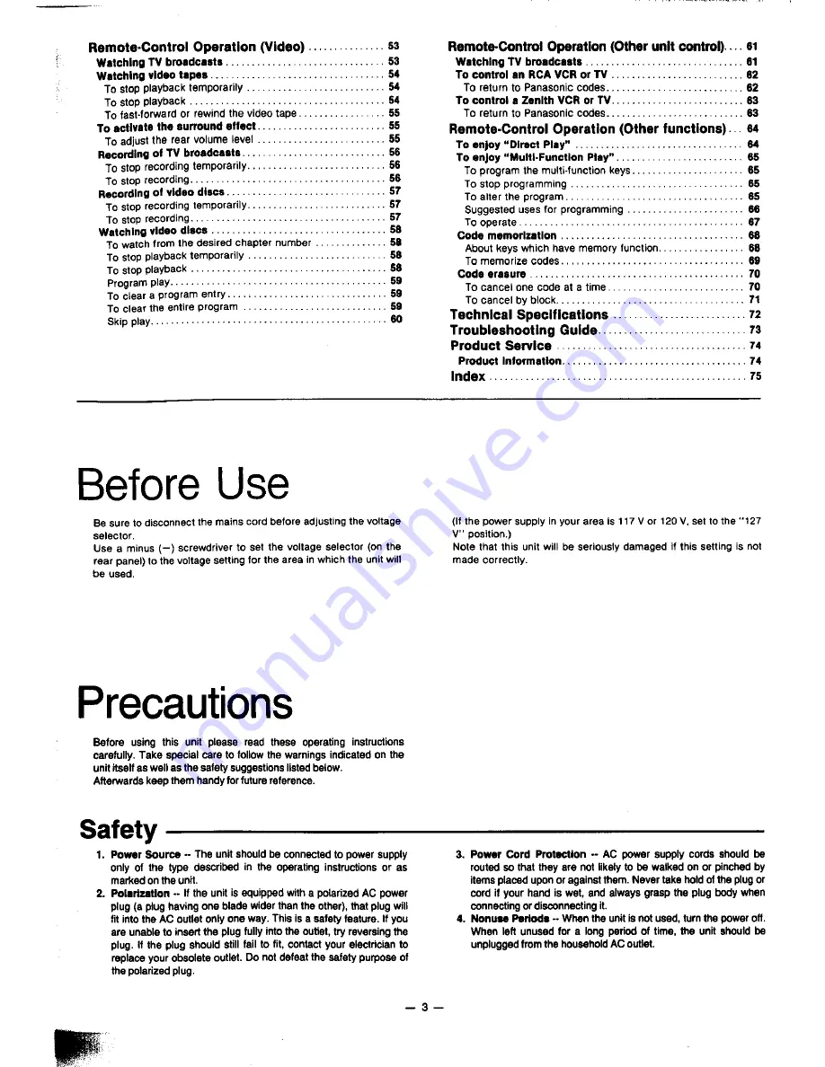 Technics SA-GX910 Operating Instructions Manual Download Page 3