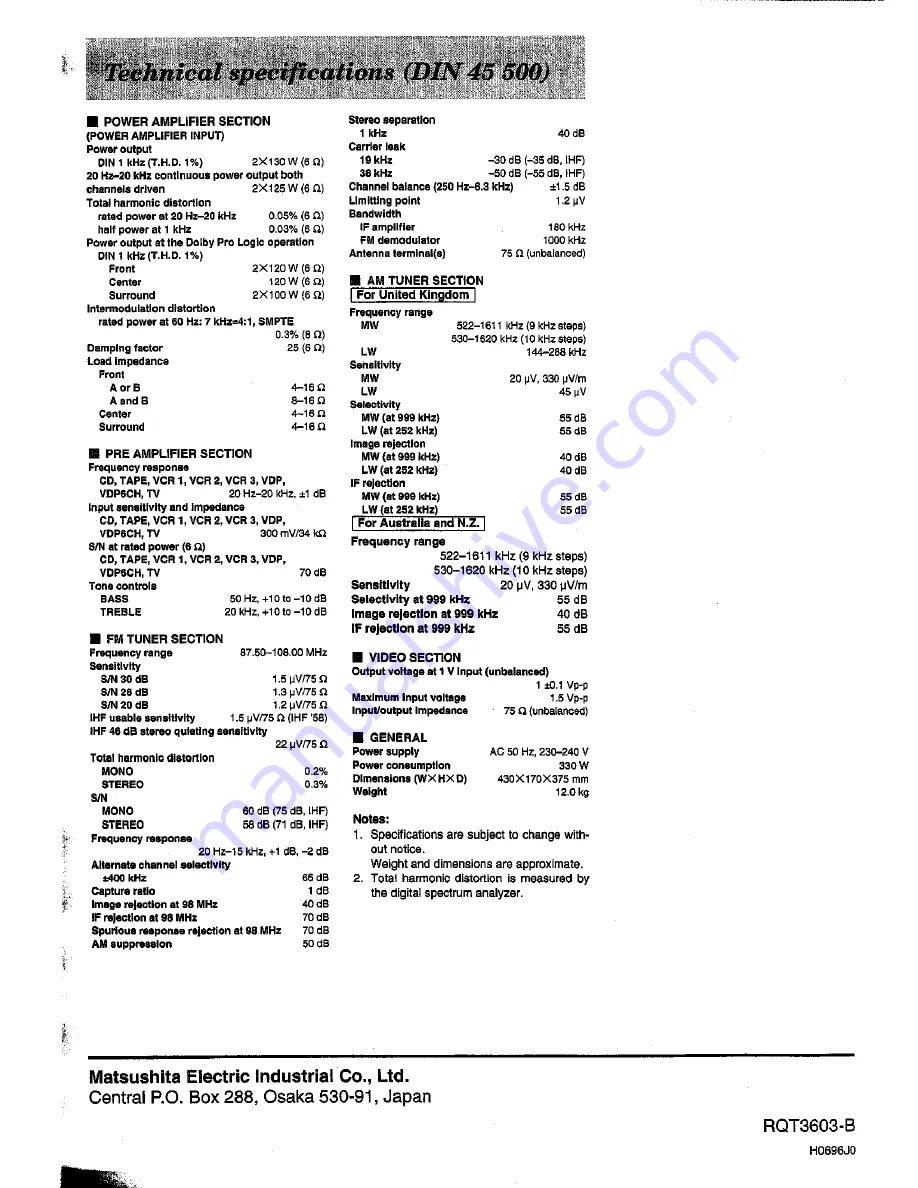 Technics SA-TX50 Operating Instructions Manual Download Page 36