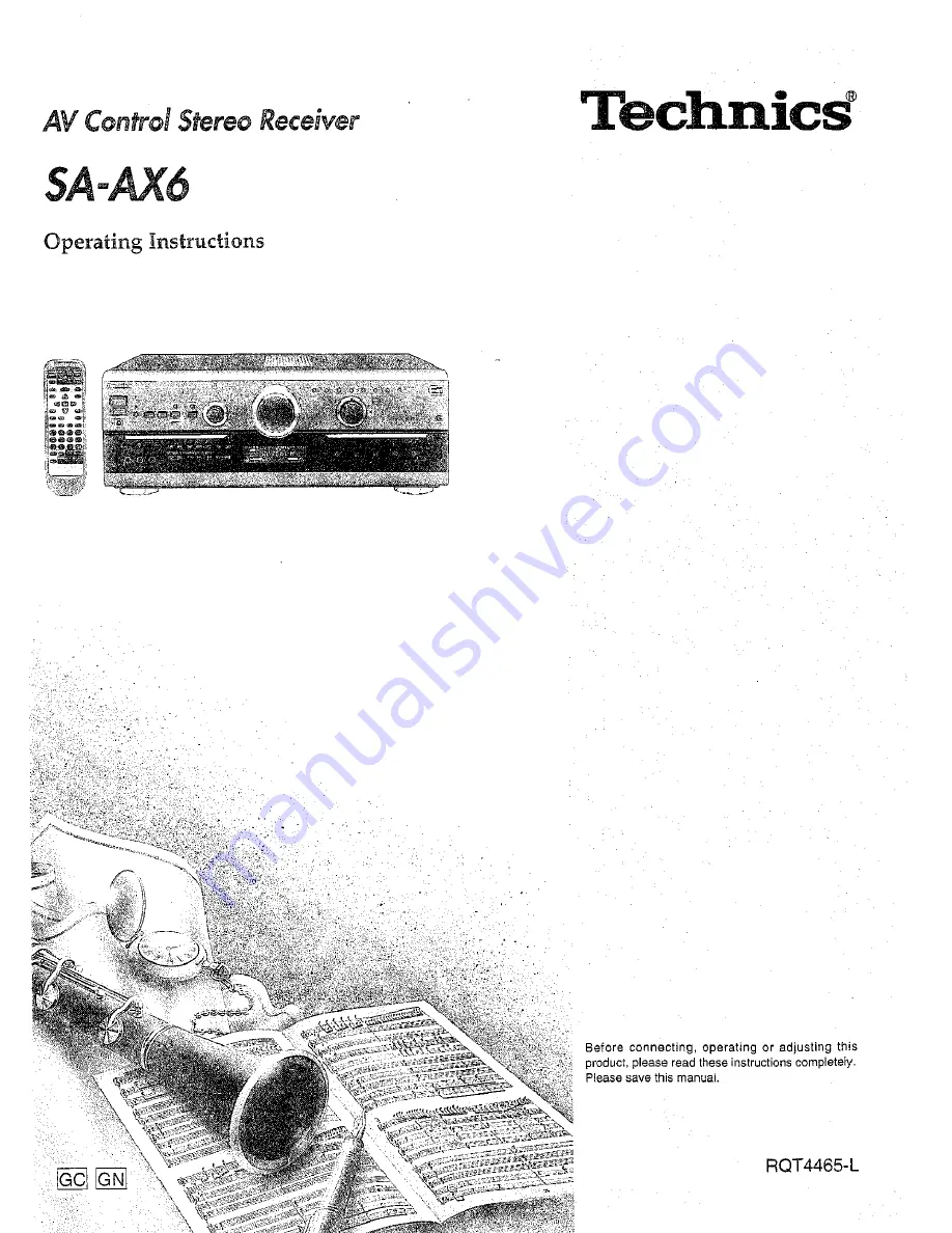 Technics SAAX6 - RECEIVER Operating Instructions Manual Download Page 1