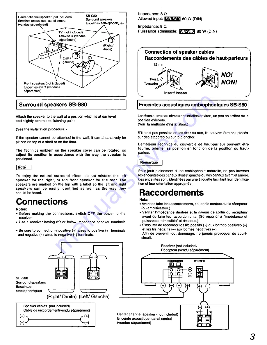 Technics SB-S80 Operating Instructions Download Page 3