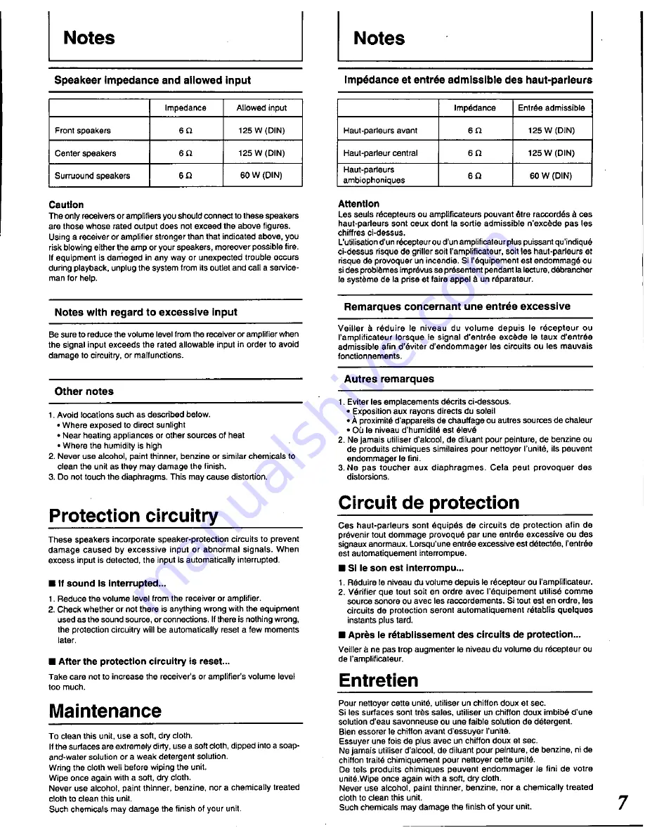 Technics SB-TC50 Operating Instructions Manual Download Page 7