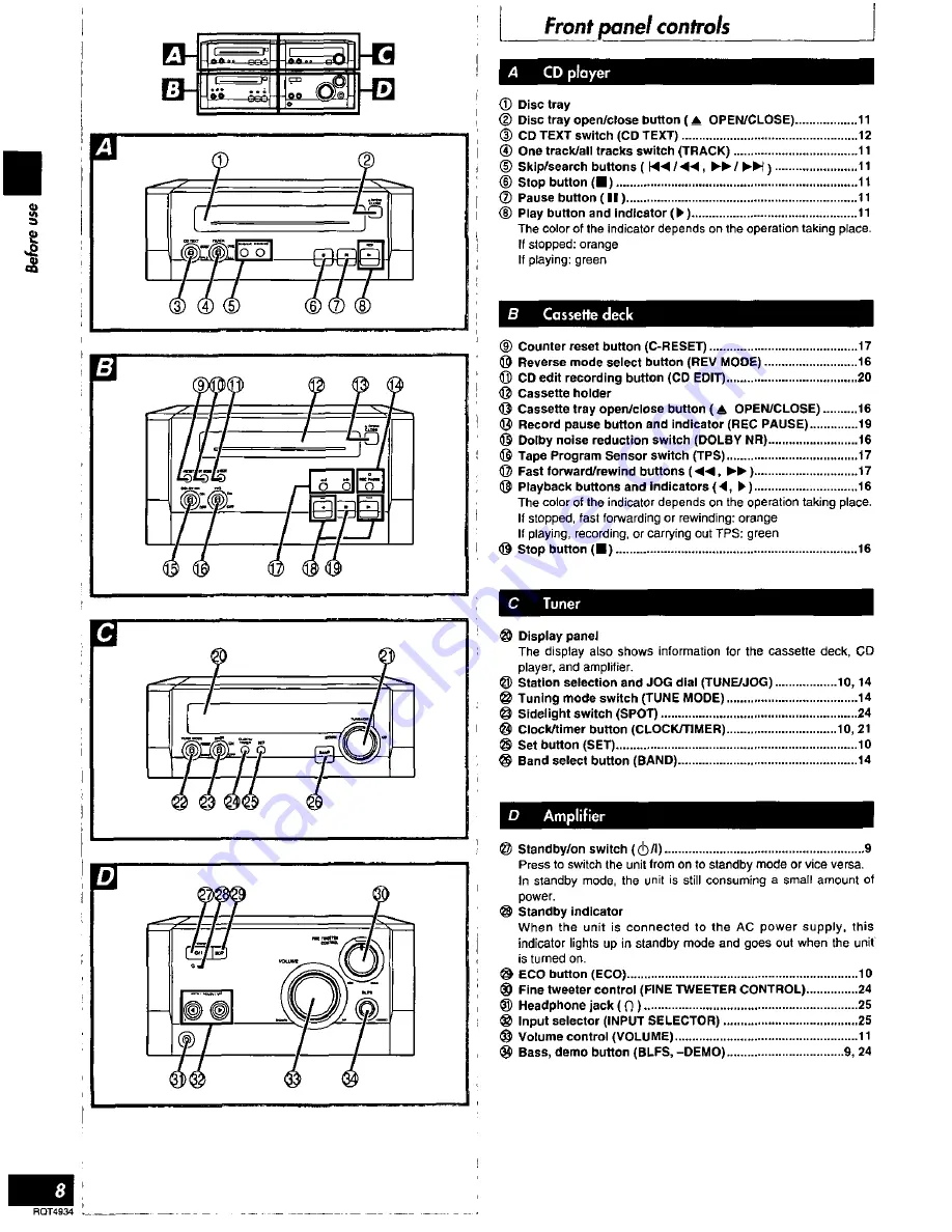 Technics SC-HD505 Operating Instructions Manual Download Page 8