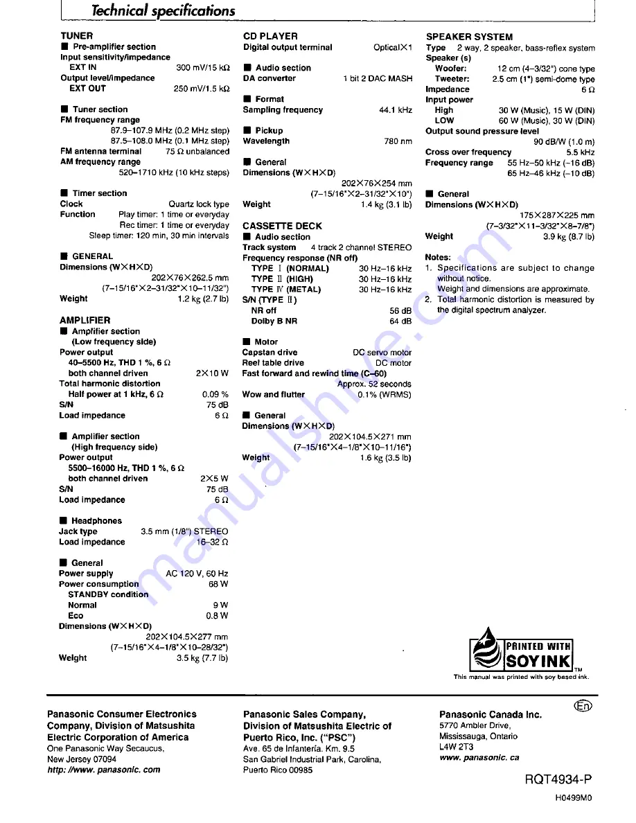 Technics SC-HD505 Operating Instructions Manual Download Page 28