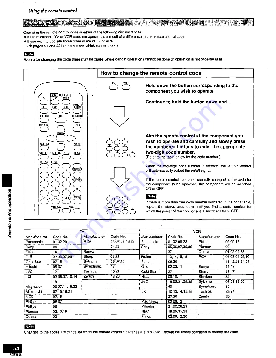 Technics SC-S345 Operating Instructions Manual Download Page 54