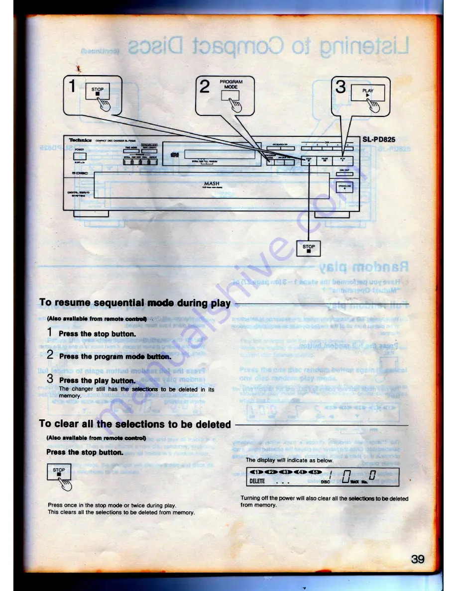 Technics SD-s2300 Operating Instructions Manual Download Page 39