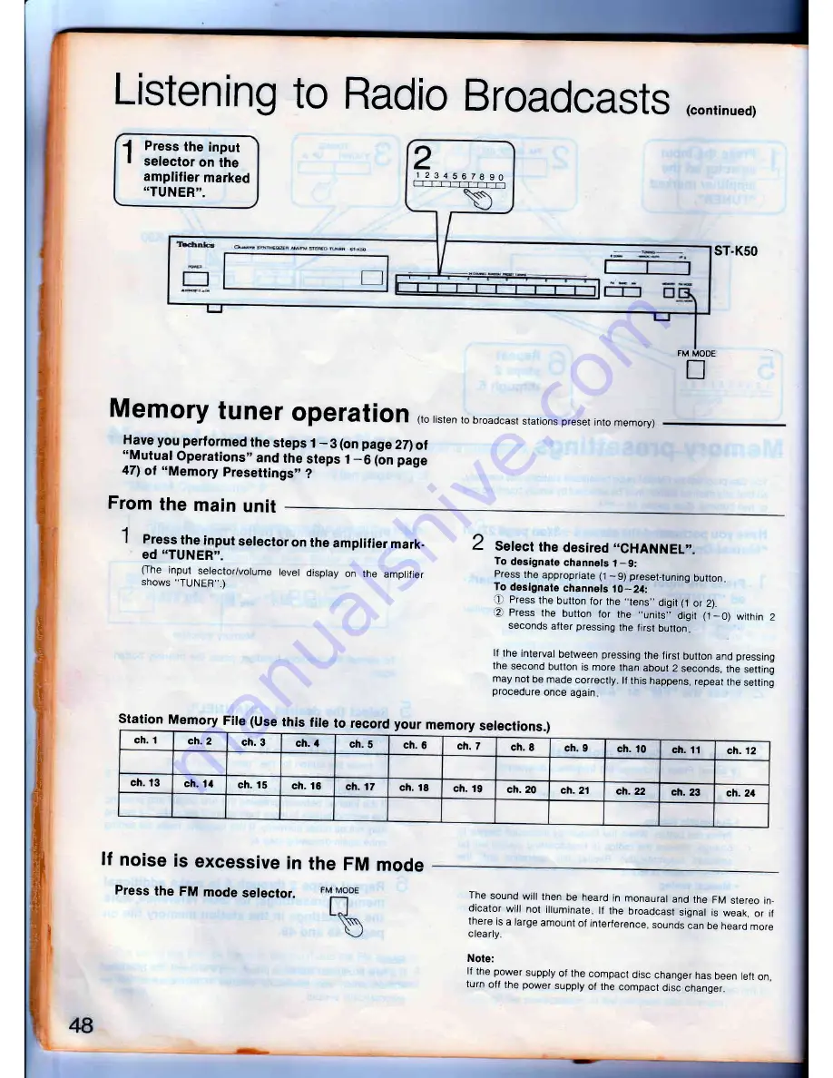 Technics SD-s2300 Operating Instructions Manual Download Page 48