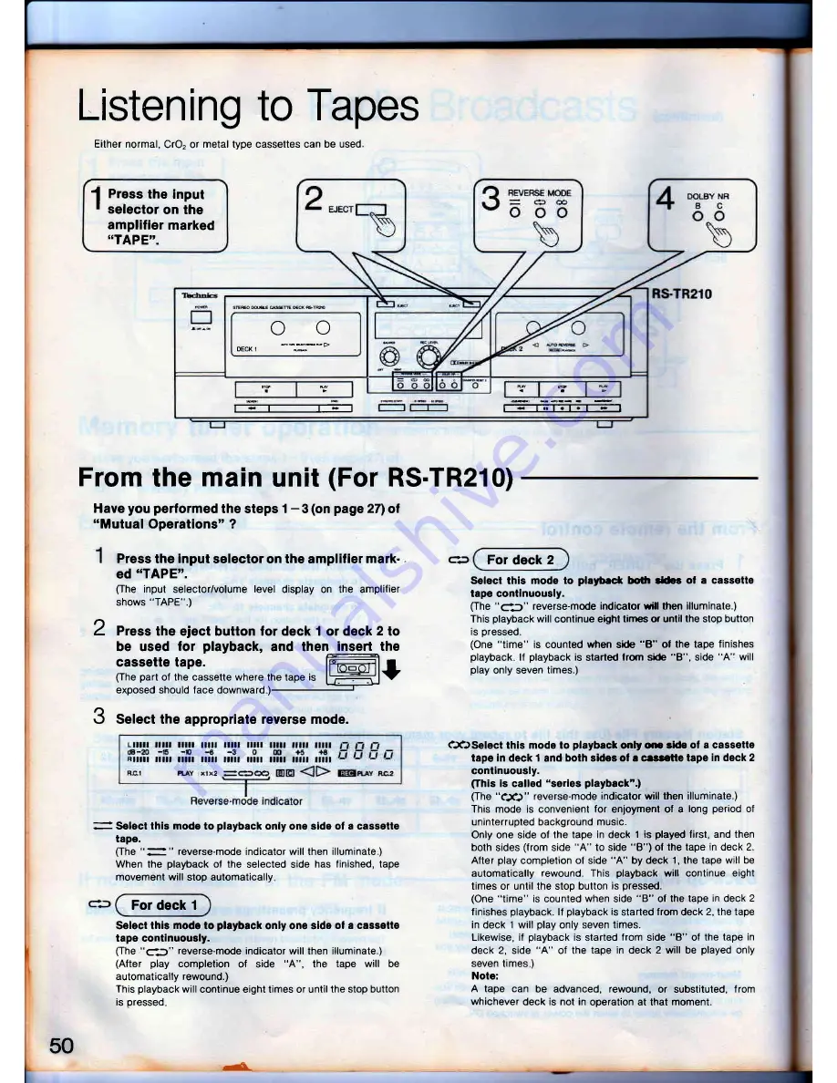 Technics SD-s2300 Operating Instructions Manual Download Page 50