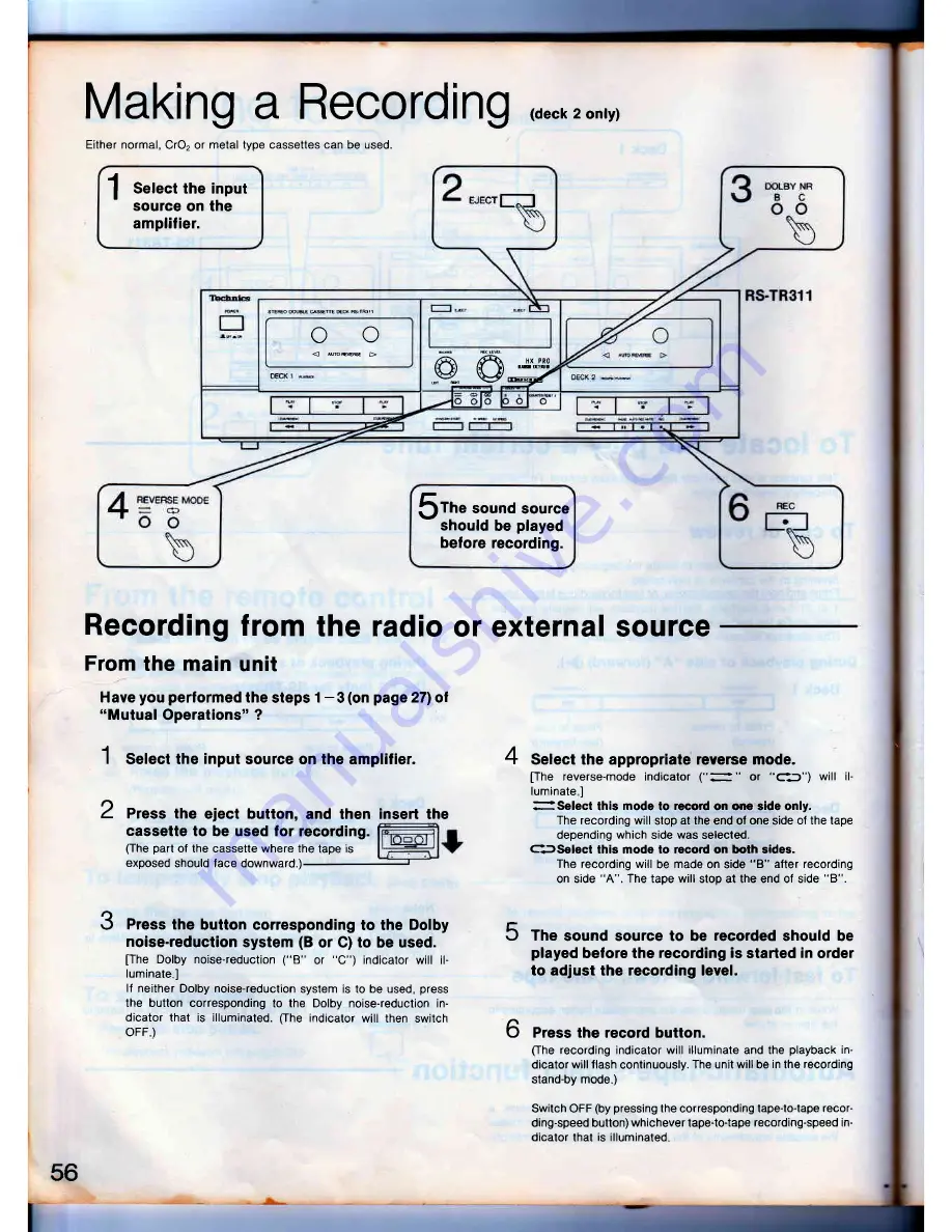 Technics SD-s2300 Operating Instructions Manual Download Page 56