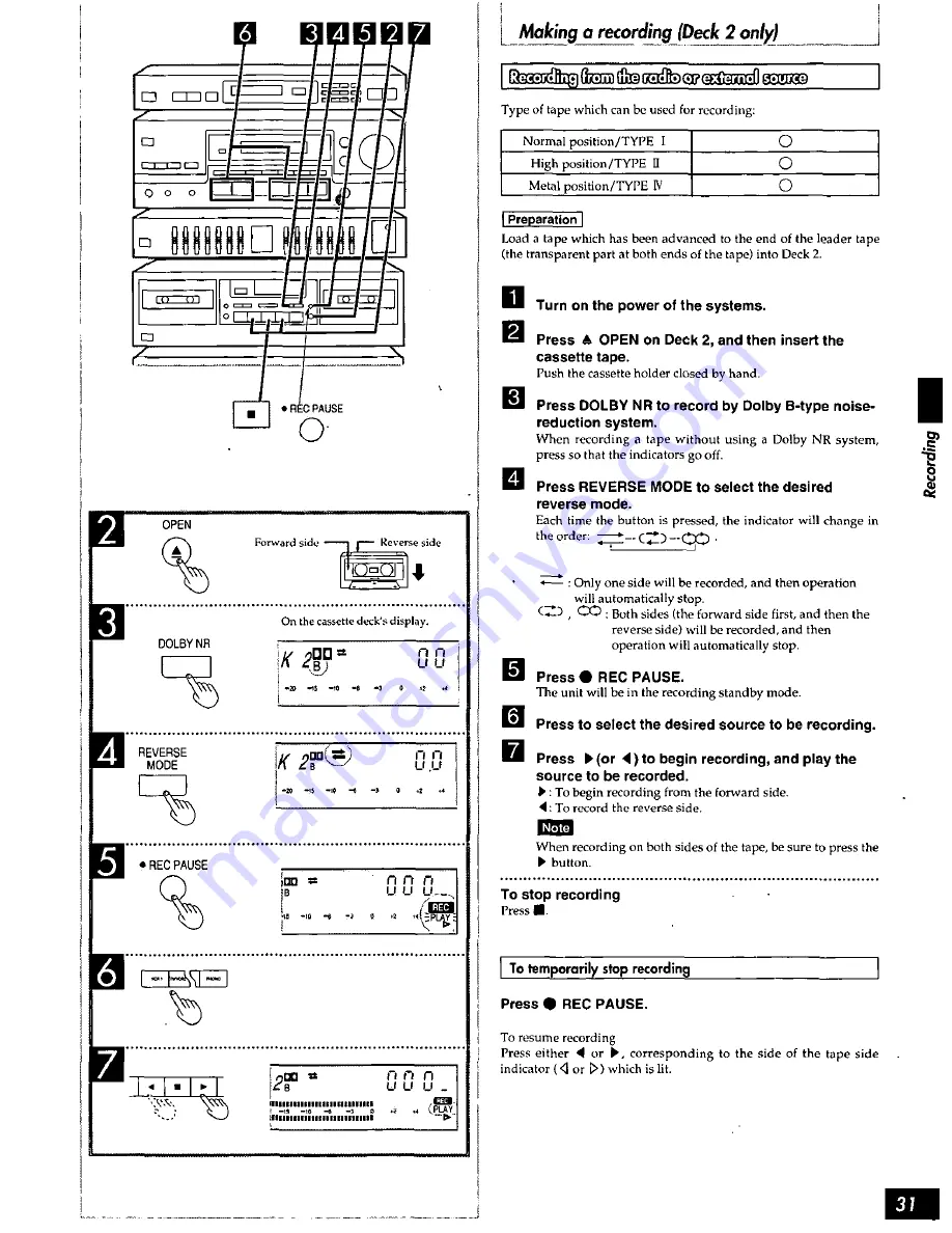 Technics SD-S7218 Operating Instructions Manual Download Page 31