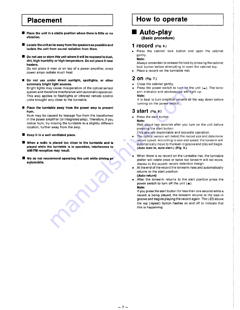 Technics SL-7 Operating Instructions Manual Download Page 9