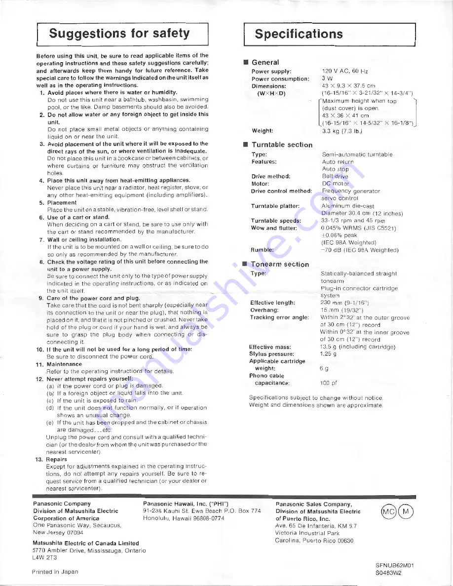 Technics SL-B200 Operating Instructions Manual Download Page 6