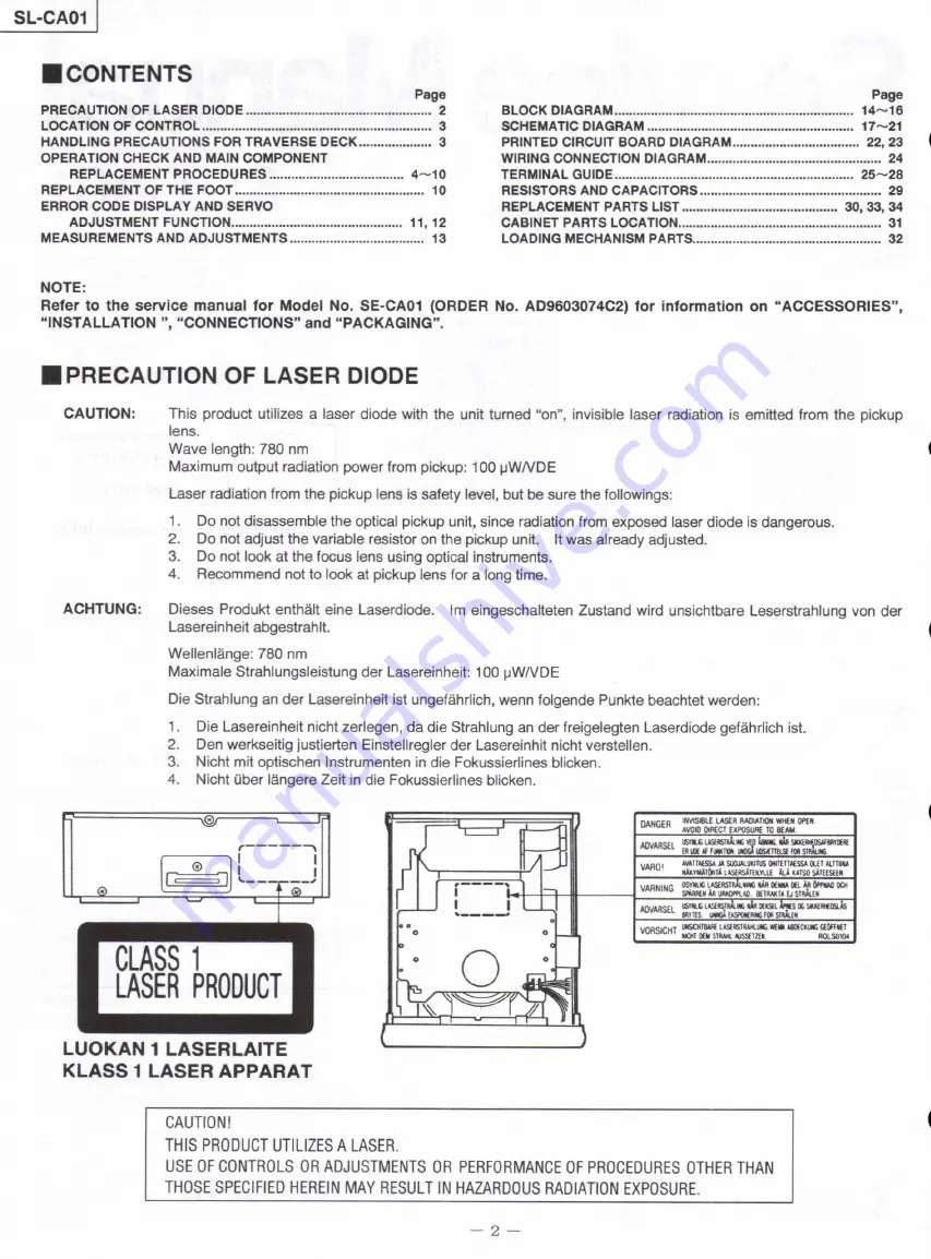 Technics SL-ca01 Service Manual Download Page 2