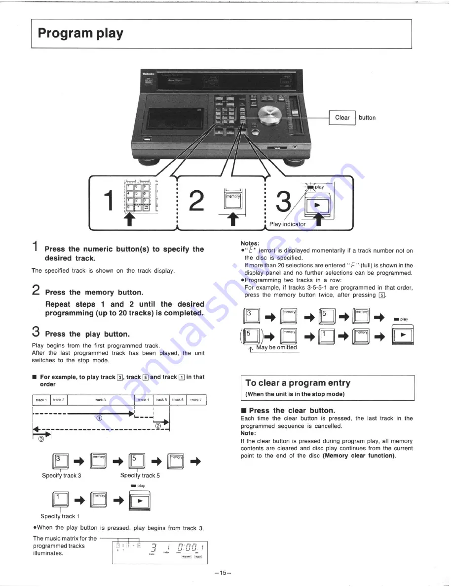 Technics SL-P1300 Operating Instructions Manual Download Page 17