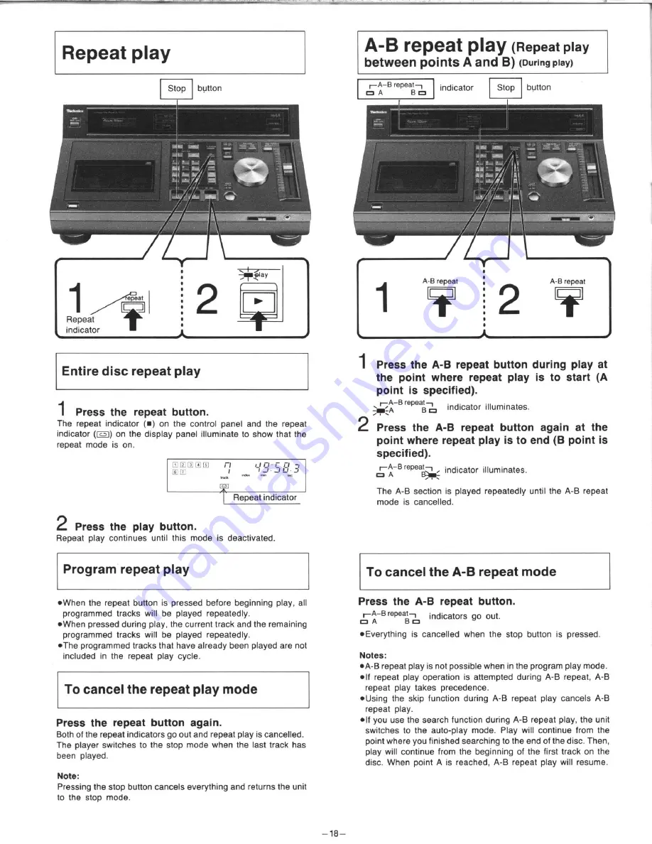 Technics SL-P1300 Operating Instructions Manual Download Page 20